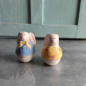 Easter Bunny Salt & Pepper Shakers Set Pastel Spring Summer